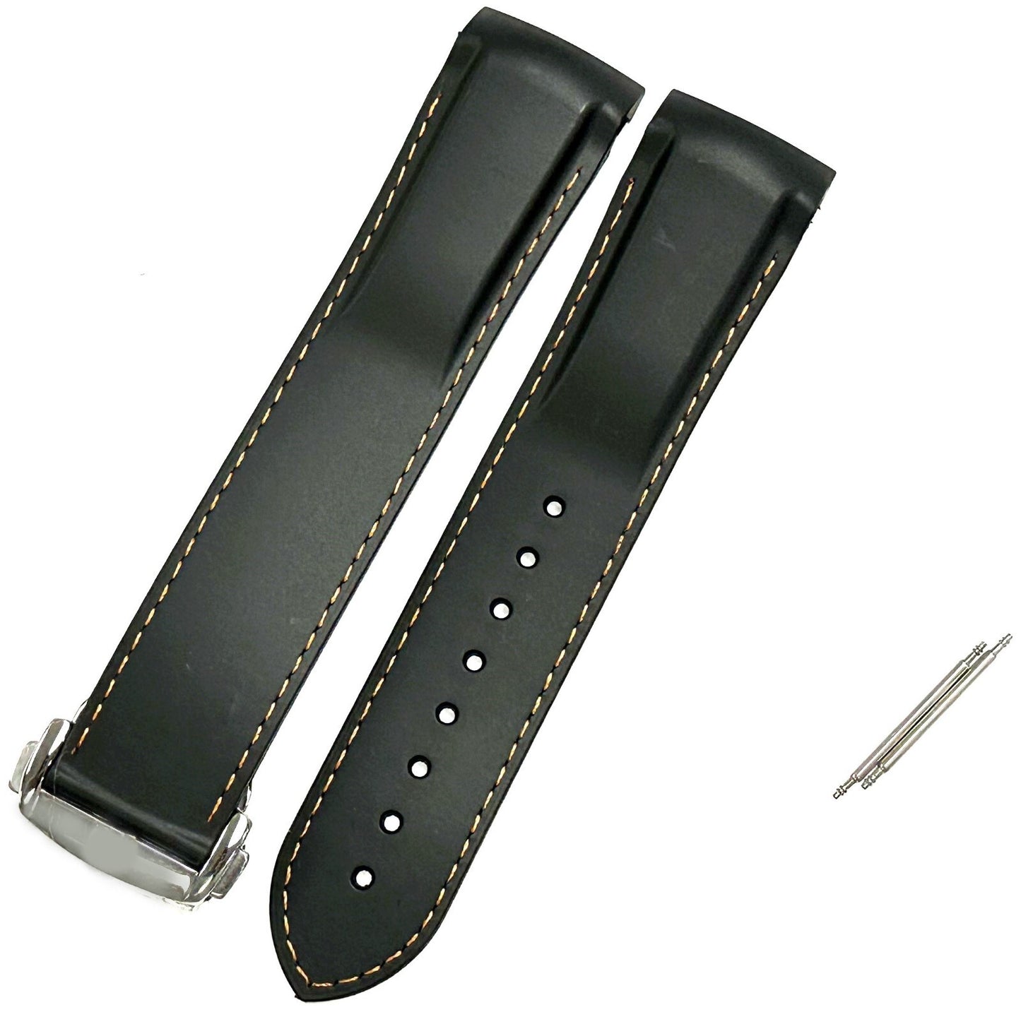 20-22mm Curved End Rubber Diver Strap Band For Omega Seamaster Planet with Clasp