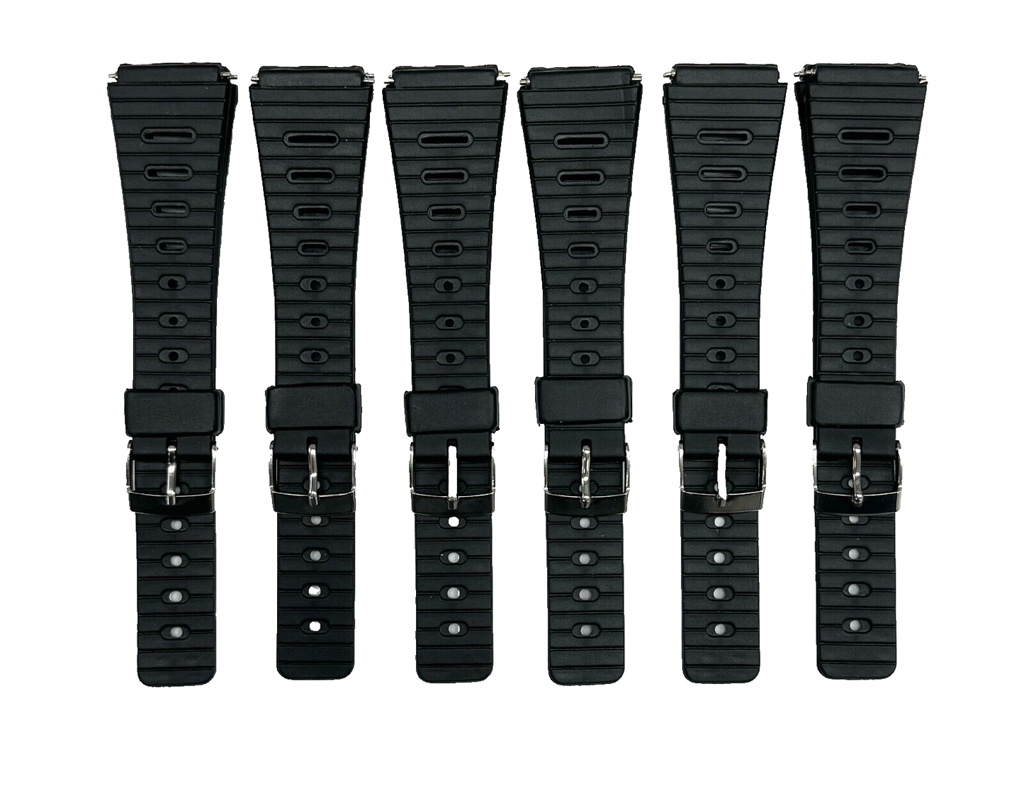 Lot of 6, 18mm PVC Plastic Rubber Flat & Slim Watch Band