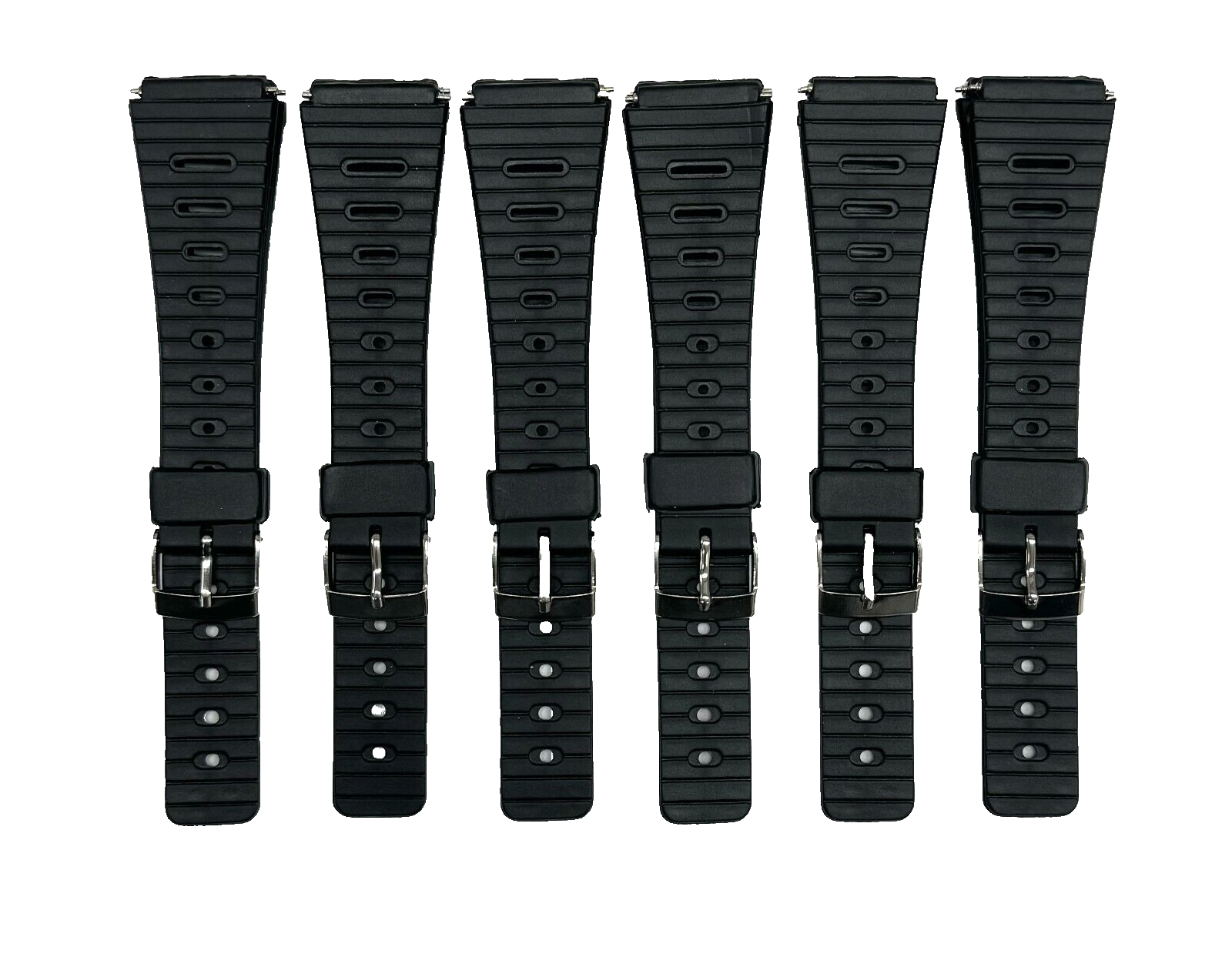 Lot of 6, 18mm PVC Plastic Rubber Flat & Slim Watch Band