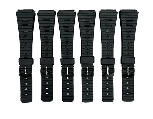 Lot of 6, 18mm PVC Plastic Rubber Flat & Slim Watch Band