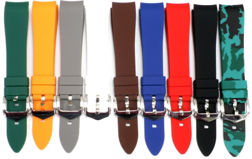CURVED END SILICONE WATCH BANDS 9 COLORS RUBBER STRAP 18,19,20,21MM,22MM,24mm,