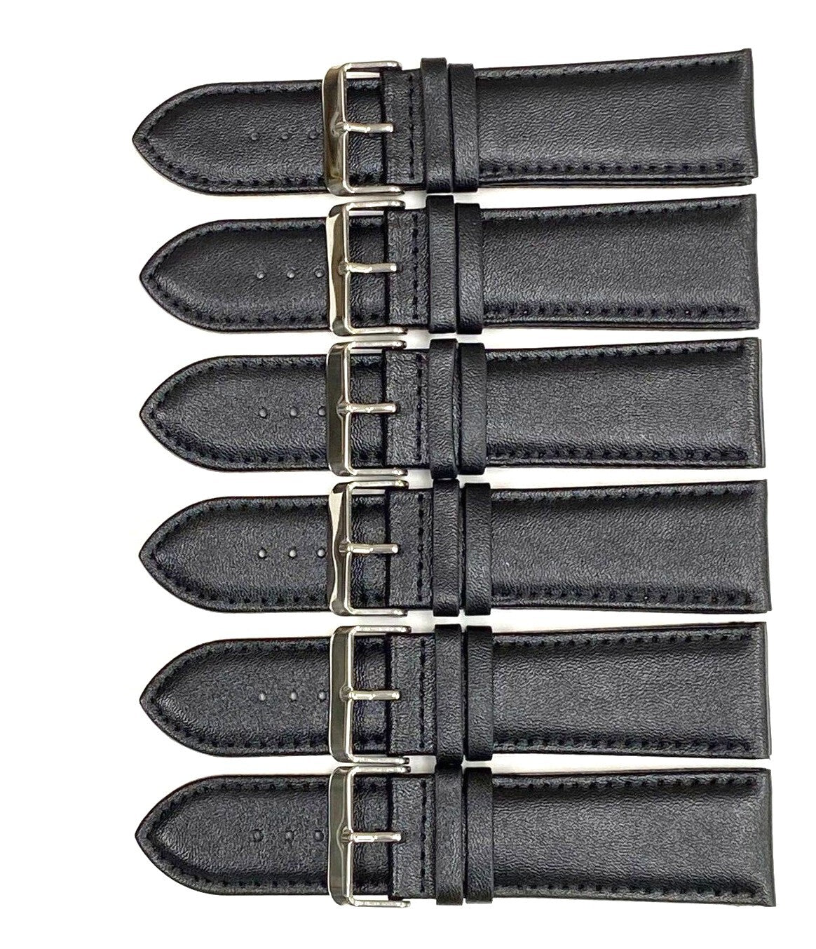 Watch Band Genuine Leather Plain PADDED With Stitches Black Color Of Size 26MM