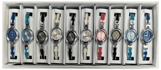 10pcs Set Women's Fashion Steel Band B1 Quartz Multi-Color Watch Bracelet