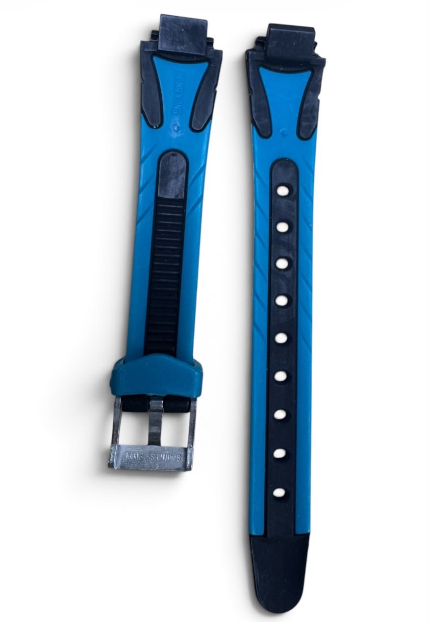 12MM RUBBER WATCH BAND BLACK & BLUE COLOR DESIGN fits TIMEX WATER RESIST
