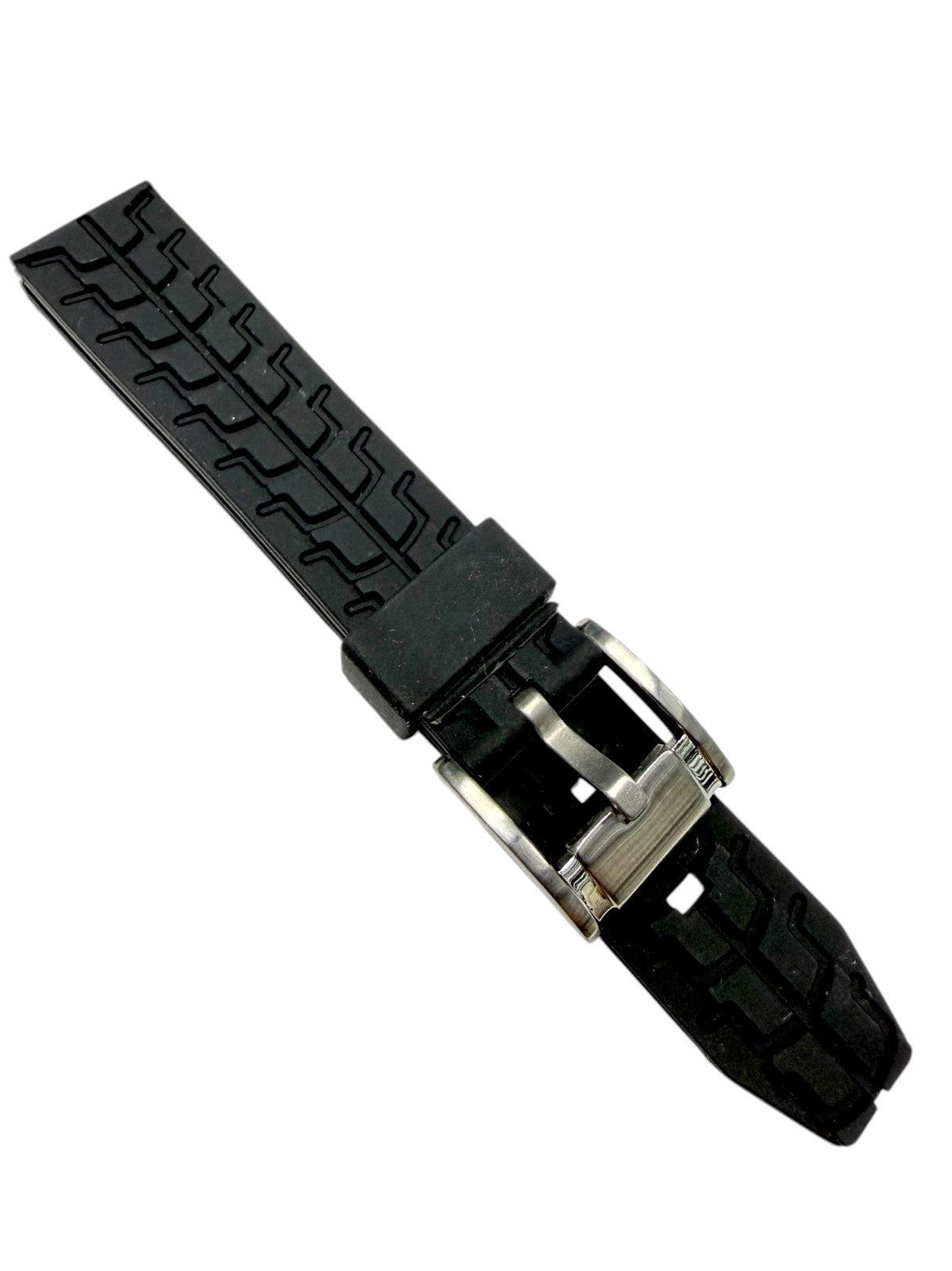 High-Quality Black Silicone Flat Stitched Watch Band – 20/22/24mm Lug Sizes