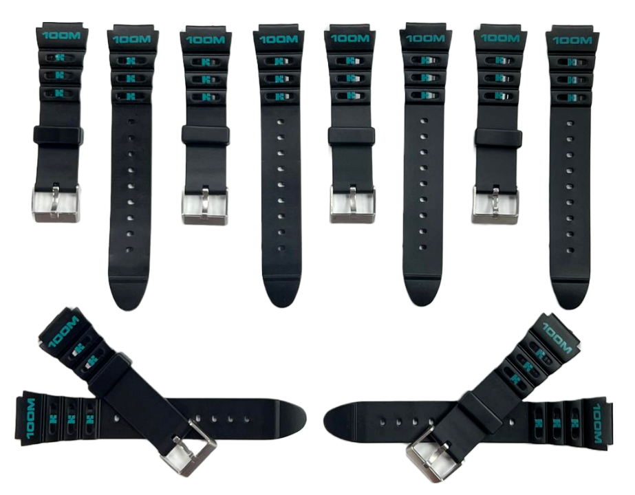 Timex Men's Ironman Rubber Watch Band strap Black Pine Green  Imprints 19mm