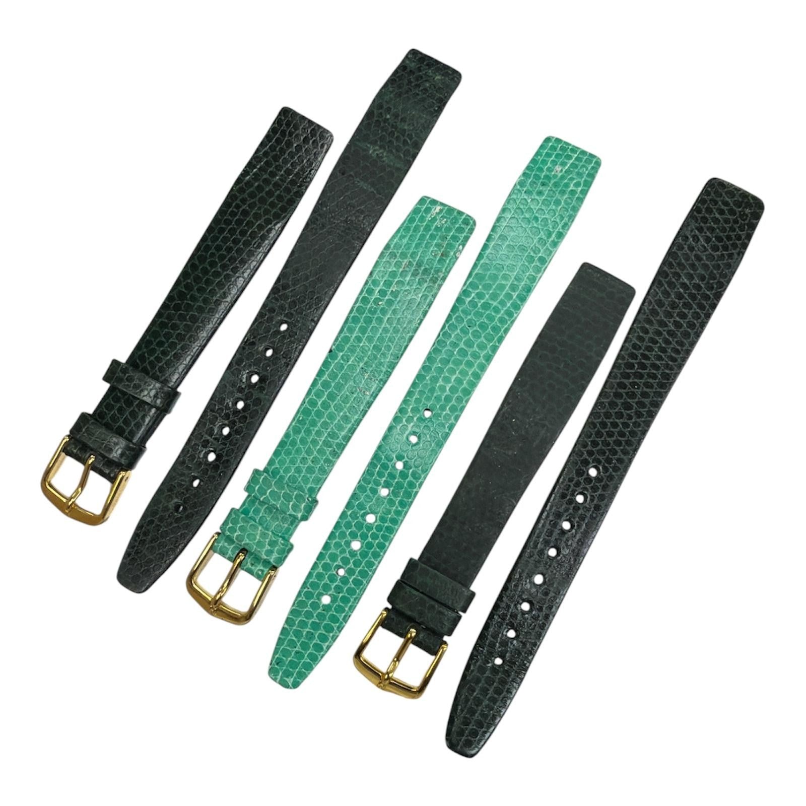 Watch Band Genuine Leather Lizard Grain Flat 14MM