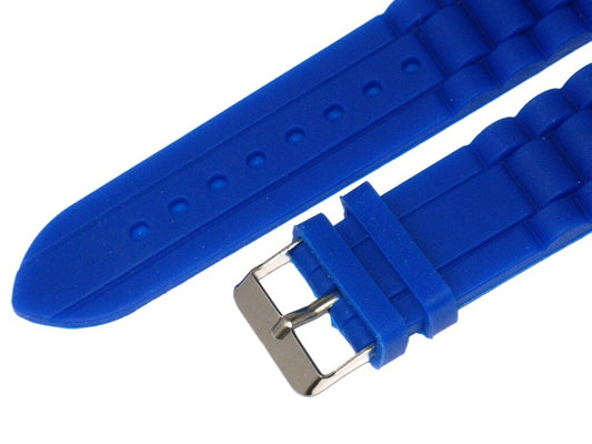 Watch Band Blue color Silicone (Heavy)22mm Silver Buckle with free spring Bars