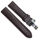 24MM Brown Genuine Leather stitched Padded Watch Band With Deployment Buckle