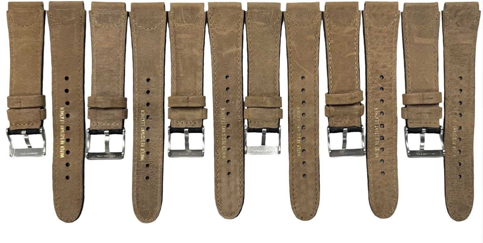 18 MM  Black Genuine Leather Watch Band with stitches and bumps (Lot of 6 bands)