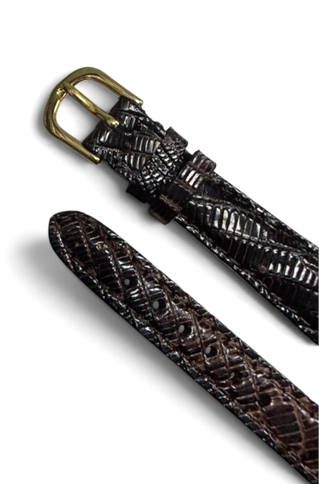 1`4mm Genuine Leather Padded Brown Lizard Grain Watch Band