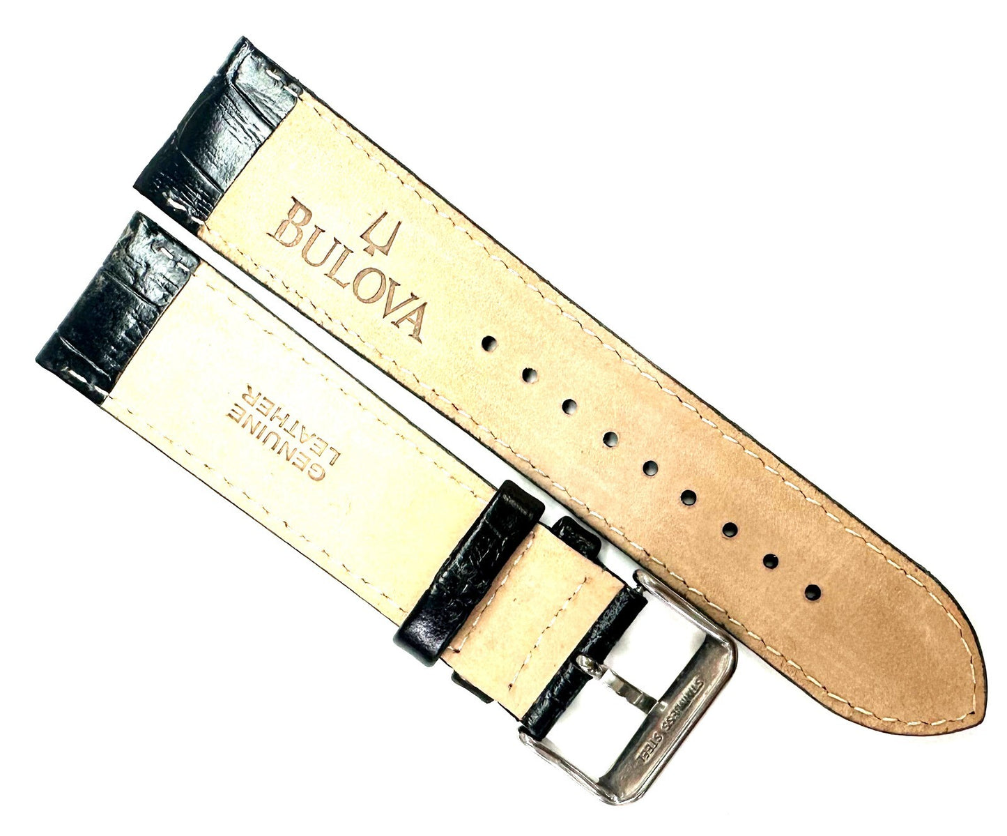 Watch Band Black Genuine Leather Alligator Grain 24MM for BULOVA Watches & other