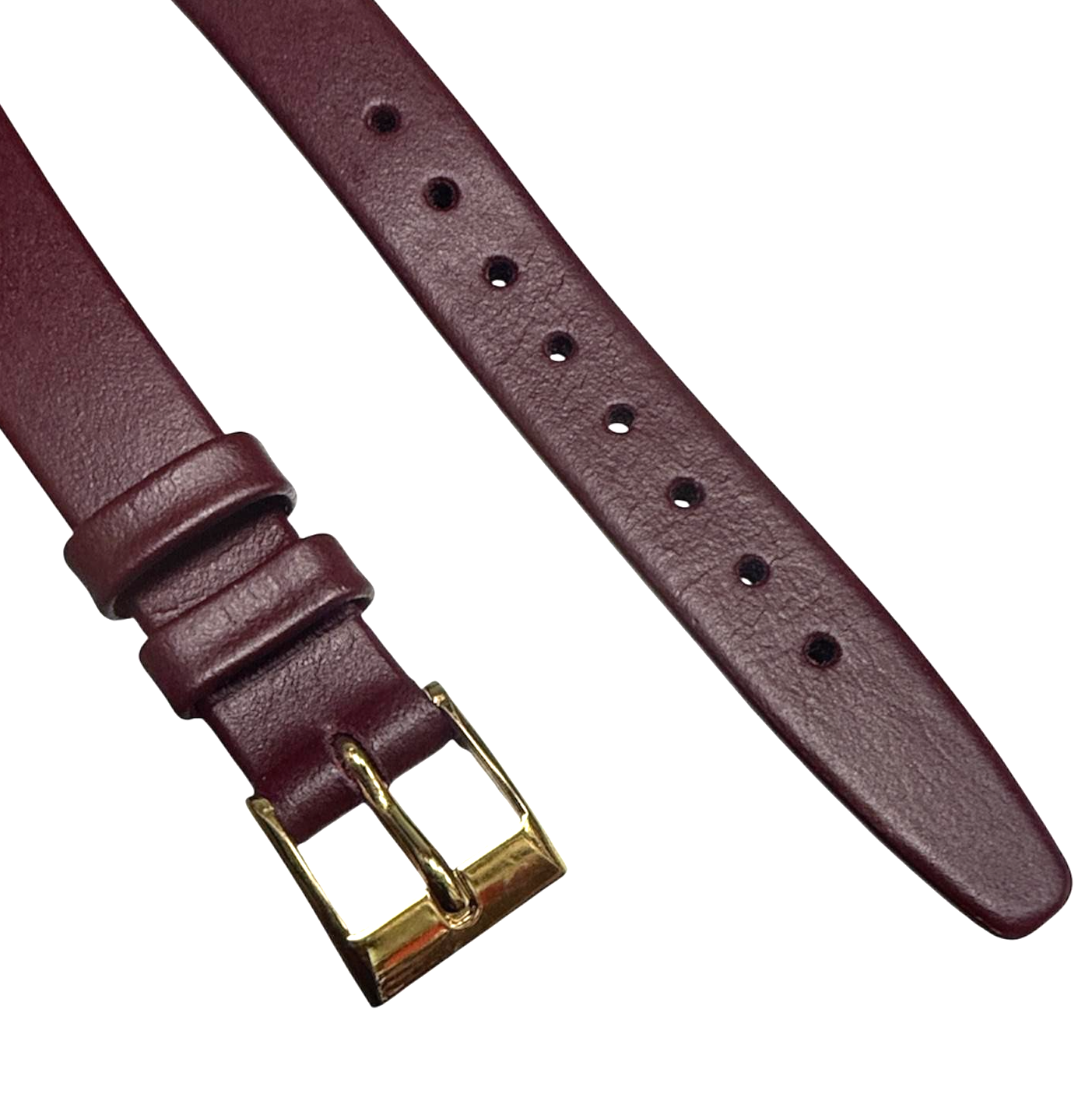 Burgundy color quality calf leather watch band strap open end -13mm