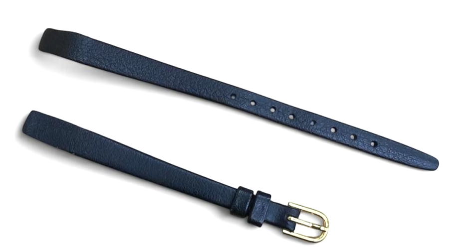8mm Genuine Leather Quality Calf Black Flat open-ended Watch Band