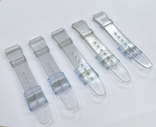 SET OF 5 14MM Plastic PVC Watch Band Flat Clear White without Pins