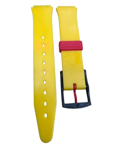 16MM Yellow color Silicone watch band Black Red buckle with free spring bars
