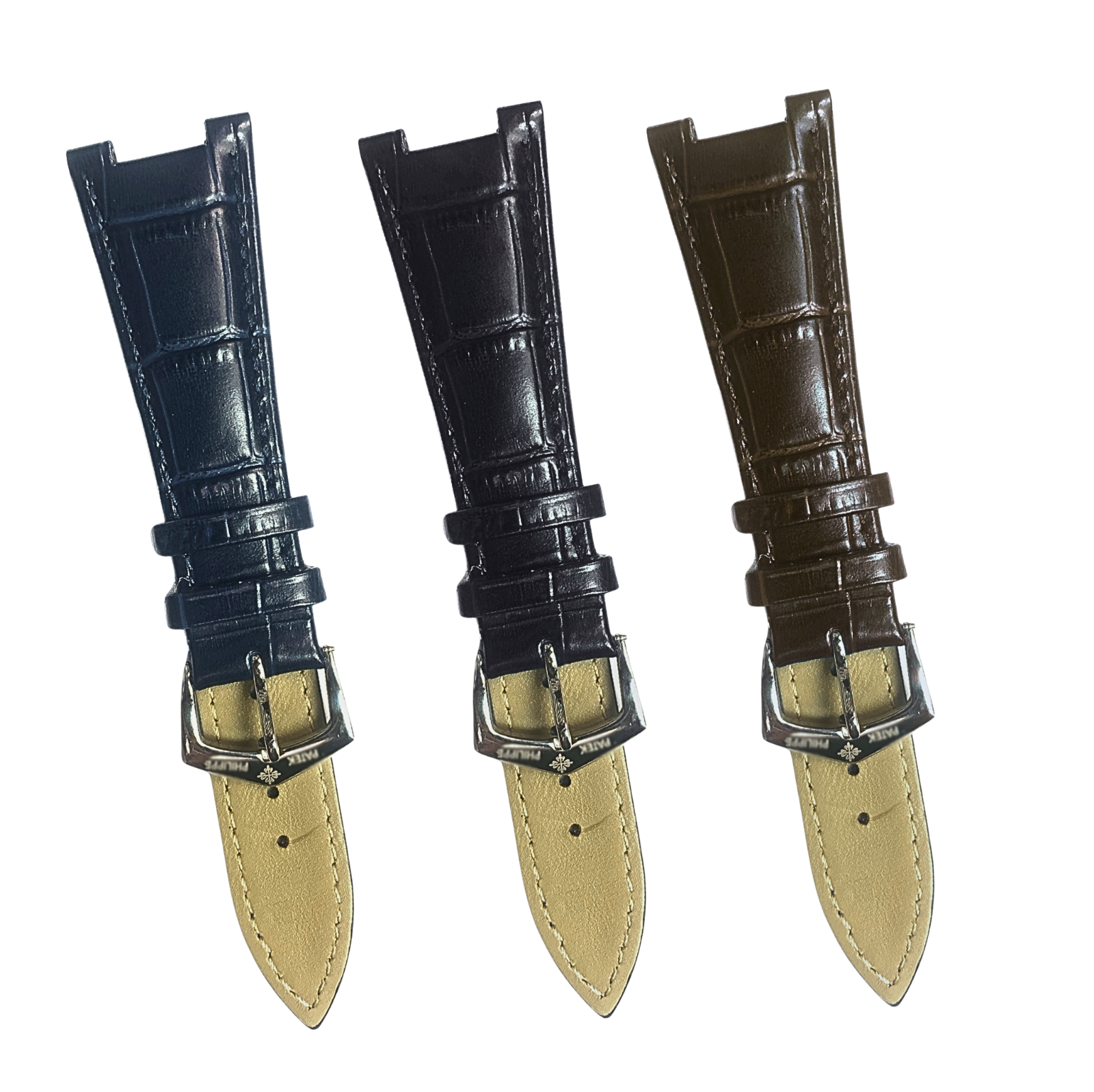 Padded Leather Watch Band – For Patek Phillipe w/ 25mm Band Width, 13mm Notch
