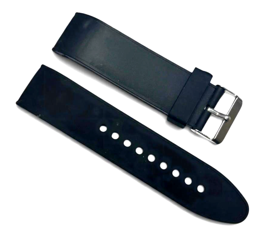 24mm Black Rubber Watch Band Premium Silicone Rubber Strap