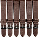 Lot of 6 Watch Bands Brown Genuine Leather Lizard Grain Flat 12,14,18,20,22,24MM