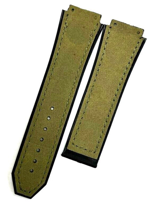 PLAIN LEATHER RUBBER WATCH BAND FOR HUBLOT WATCHES OF SIZE 19X22MM
