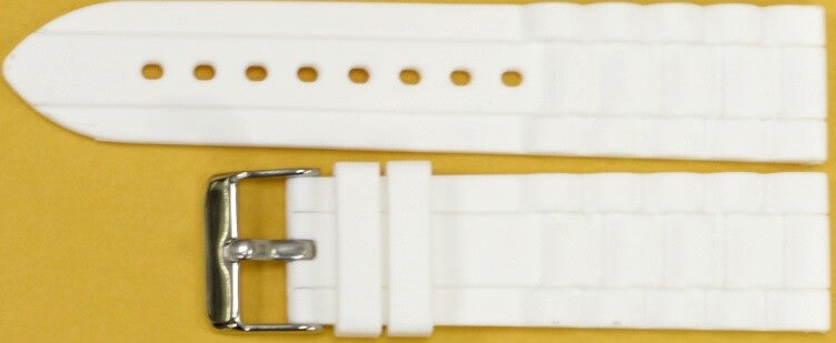 Watch Band White color Silicone (Heavy)22mm Silver Buckle with spring Bars