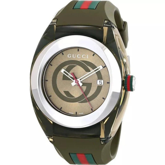 GUCCI SYNC YA137111 Men's Watch – Green Army Dial, Quartz, Box & Booklet