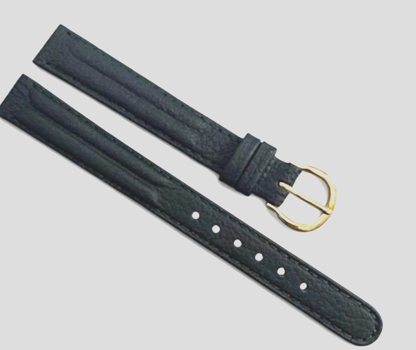 12mm Quality Genuine Leather Padded Dark Green Color Watch Band