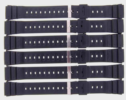 Lot of 6 Watch Bands 20MM PVC Black  fit Casio, Timex and Other Watches 1106