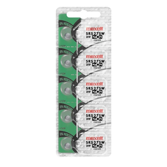 Maxell 319 Watch Cell Batteries SR527SW Silver Oxide New Sealed (Box of 100Pcs.)