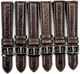 LOT OF 6 BANDS GENUINE LEATHER DARK BROWN,PADDED,STICHTED, 20MM