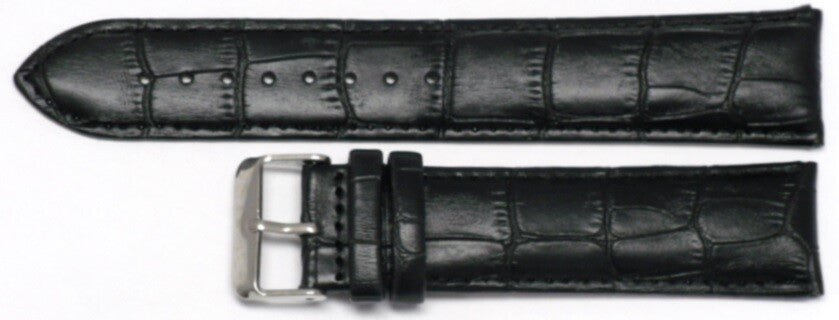 Watch Band Black Genuine Leather Alligator Grains Padded 22MM XXL Best Quality