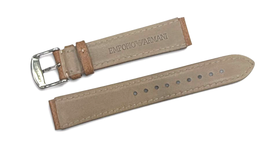 For EMPORIO ARMANI 16mm Watch Strap Band Buckle Clasp BROWN Genuine Leather