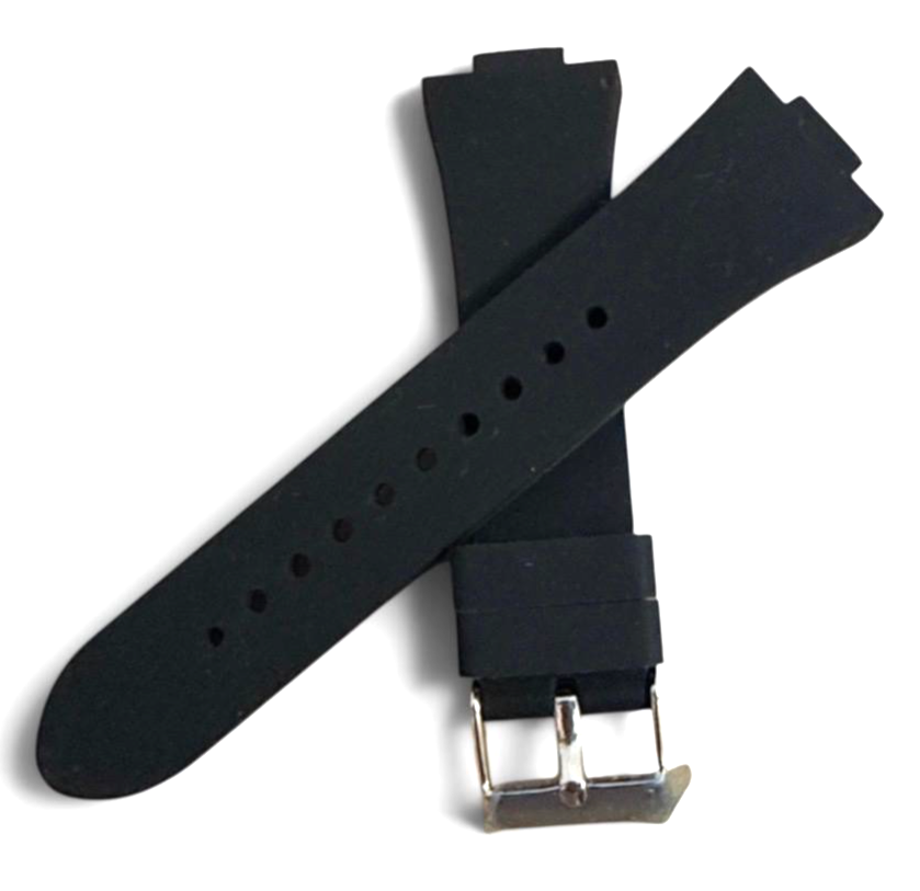 24mm Black Rubber Watch Band Premium Silicone Rubber Strap