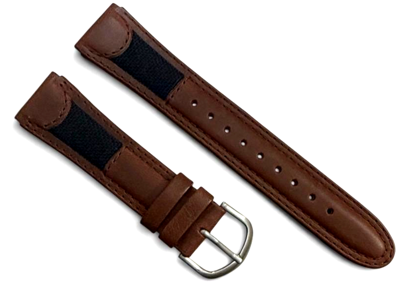 Leather Fabric Watch Band Strap Brown color -20mm