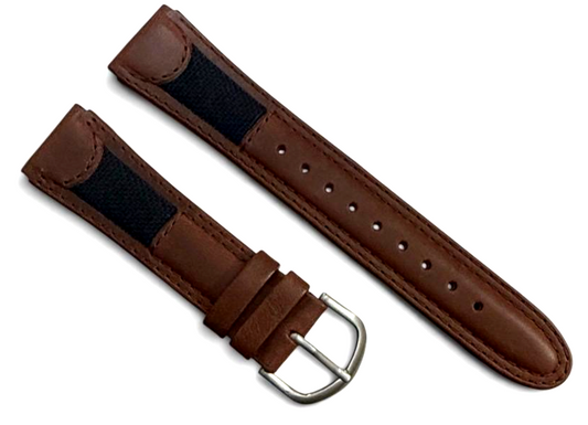 Leather Fabric Watch Band Strap Brown color -20mm