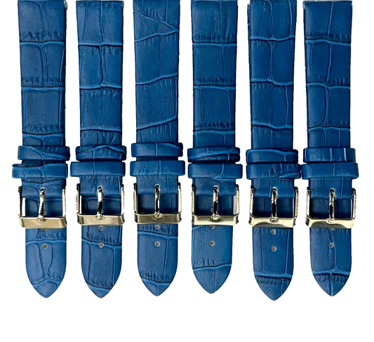 Watch Band Blue Genuine Leather Alligator Grain XL, Flat 20x18MM (lot of 6)