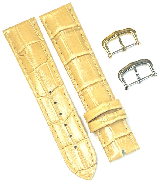 Watch Band For Cartier Tank Antique Alligator Grain Size 18x16mm Beige Color