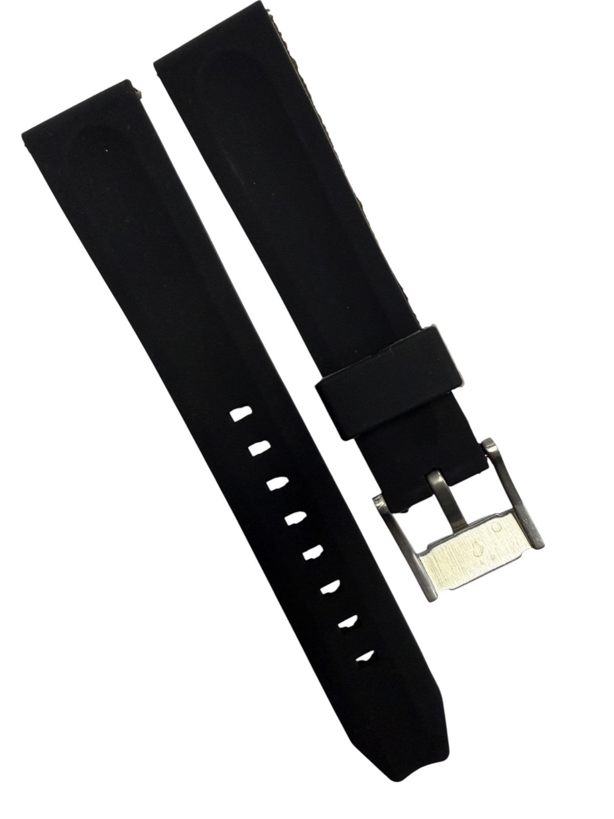 High-Quality Blue Pattern Silicone Flat Stitched Watch Band 20/22/24mm Lug Size