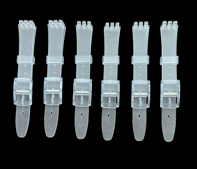 Swatch Replacement Plastic PVC Watch Band Flat Clear White without Pins 12mm