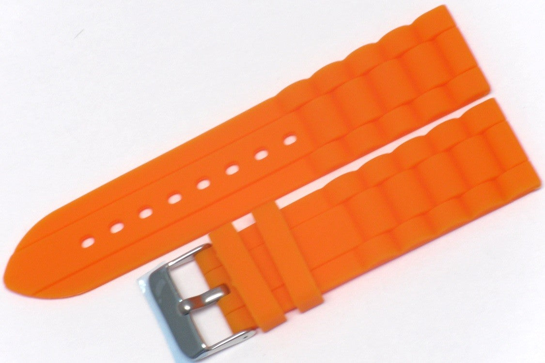 24 MM Soft Silicone Orange Sports Watch Band for Men and Women Watches