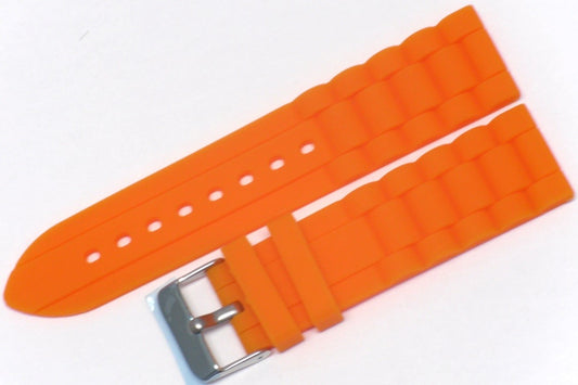 24 MM Soft Silicone Orange Sports Watch Band for Men and Women Watches