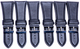 34 MM Genuine Leather Plain Padded Black Watch Band Lot of 6 Band