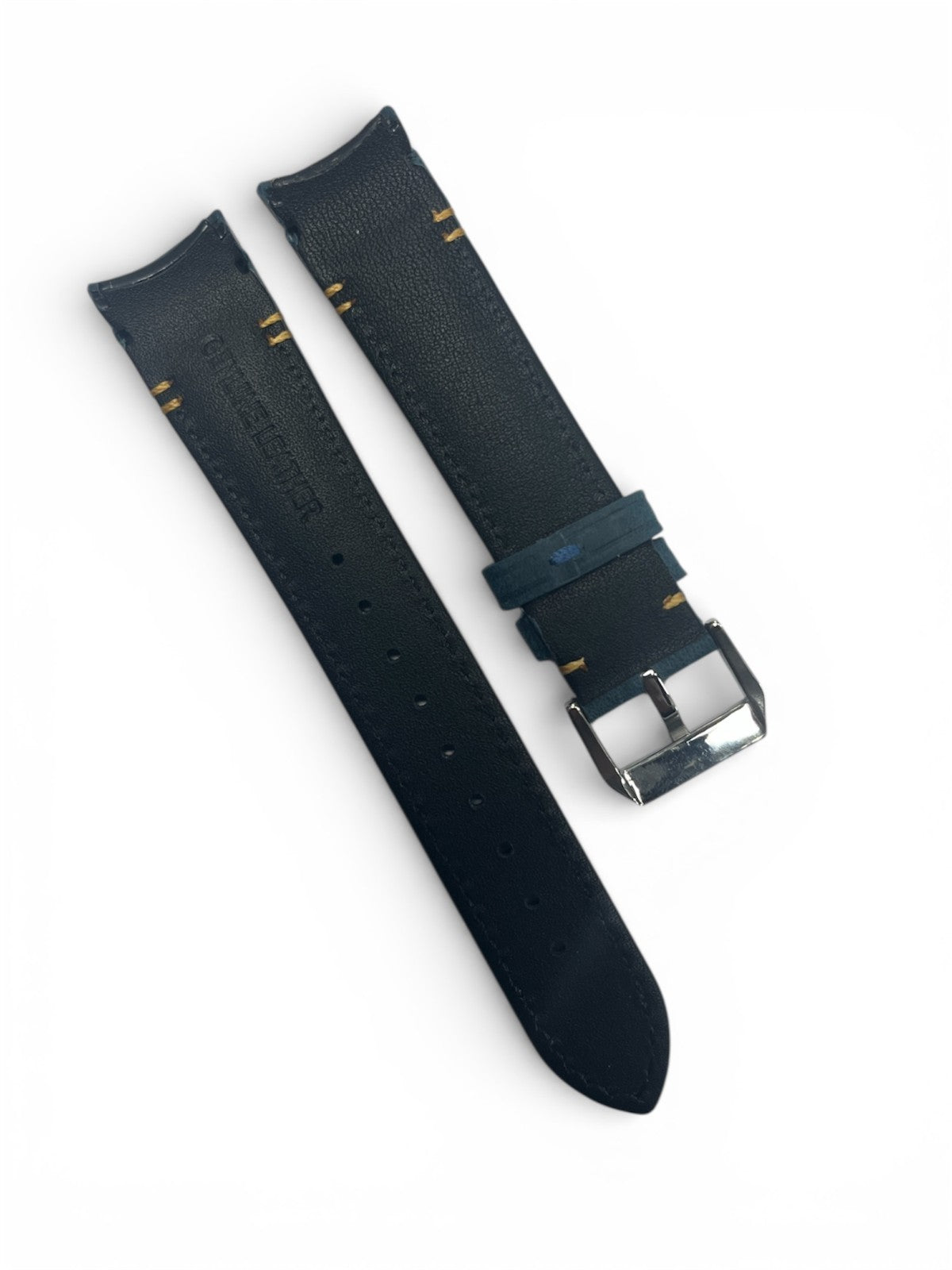 Genuine Calf Leather Teal Blue Curved Watch Band Strap 22MM * 20MM