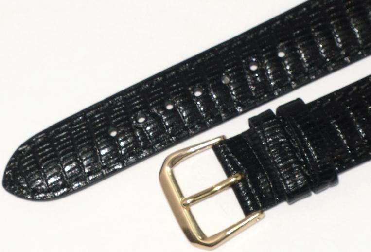  Lot of 6 Bands 24MM Genuine Leather Lizard Grain Padded Black High Quality