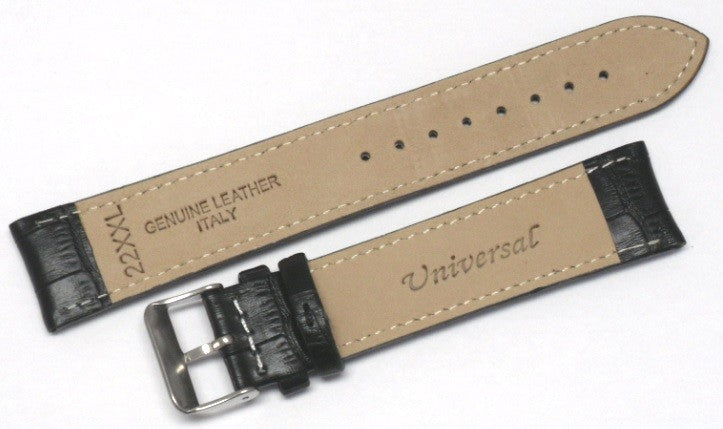 Watch Band Black Genuine Leather Alligator Grains Padded 22MM XXL Best Quality