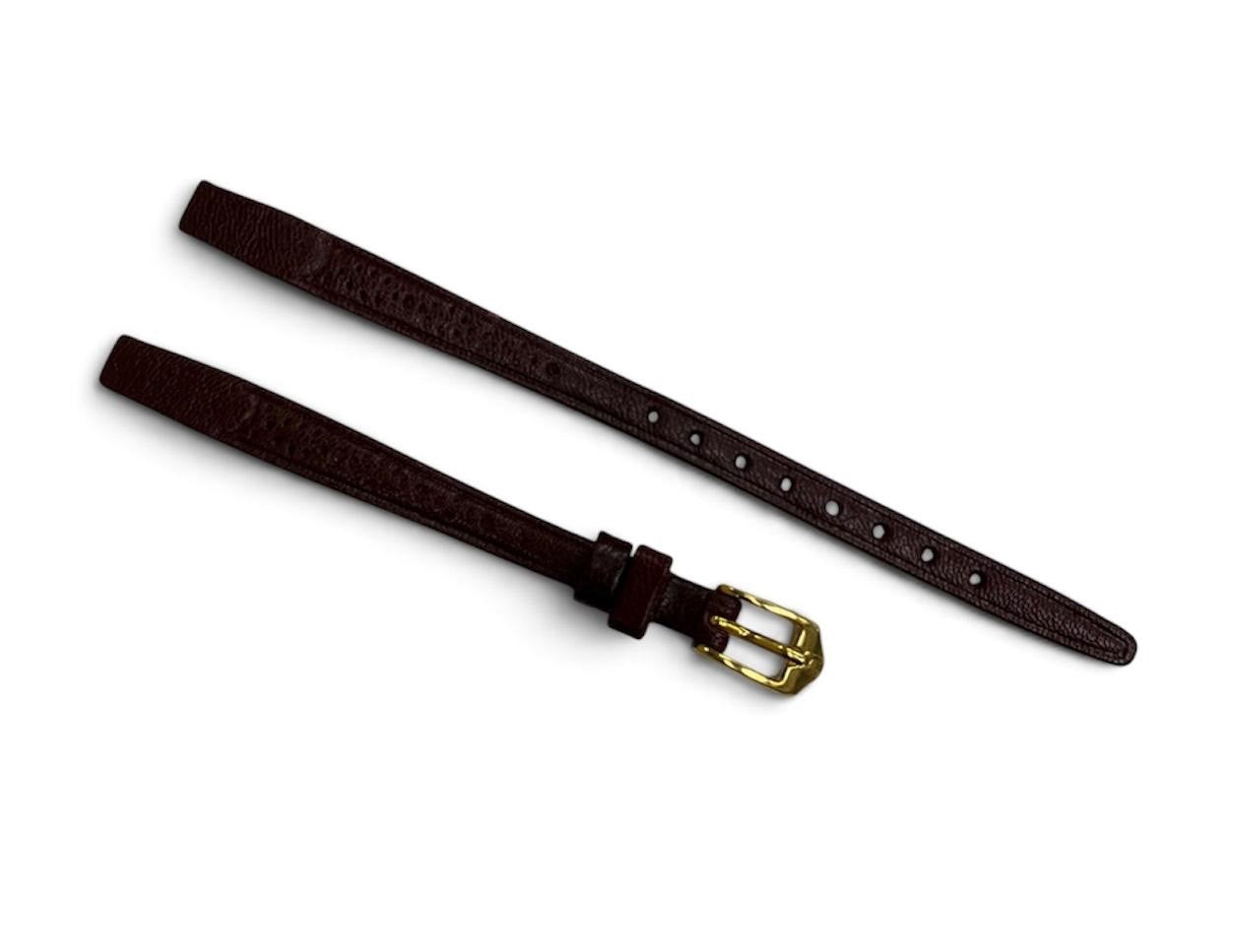 Hirsch "Scotch" open end 10 MM brown leather watch band strap