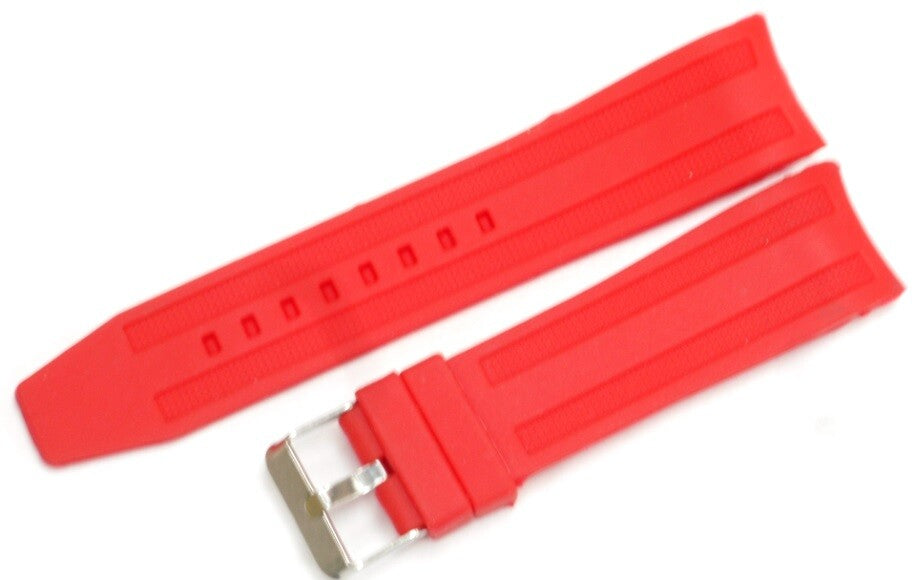 CURVED END SILICONE WATCH BAND, RUBBER STRAP 22MM