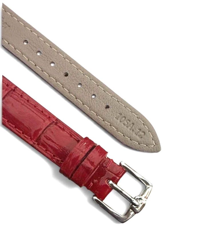 Watch Band Genuine Leather Red Alligator Grain,Padded,Stitched 13mm