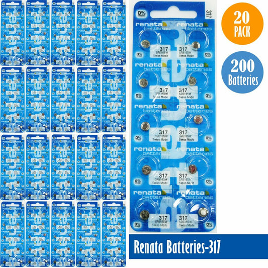 Renata 317 Watch Cell Batteries SR516SW, SWISS MADE, 0% MERCURY (Pack of 100)