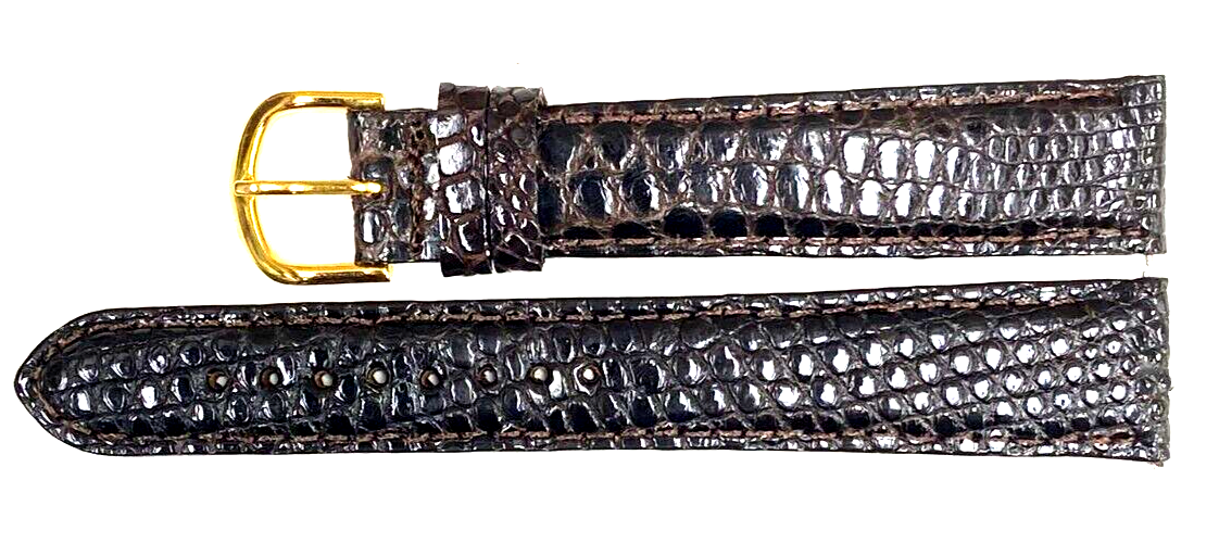 Watch Band 19MM(L) Genuine Leather D.BROWN Lizard Grain Padded Excellent Quality